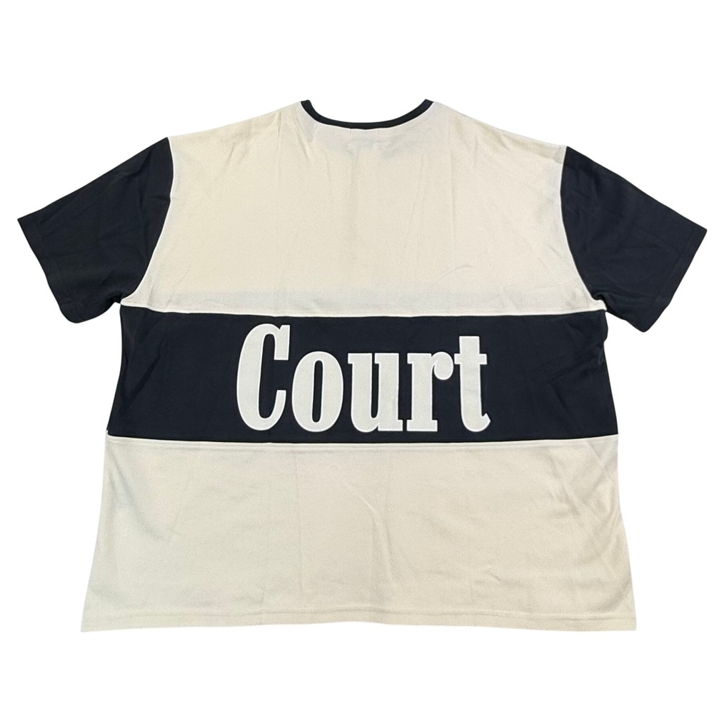 Rhude Court Henley T-Shirt Mens XXL Cream Black SS22 Colorblock Streetwear Logo - Picture 2 of 11